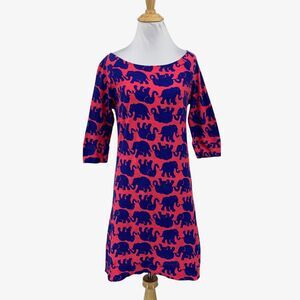 Lilly Pulitzer Dress Women XS Extra Small Tusk In Sun Elephant Print Cassie Mini